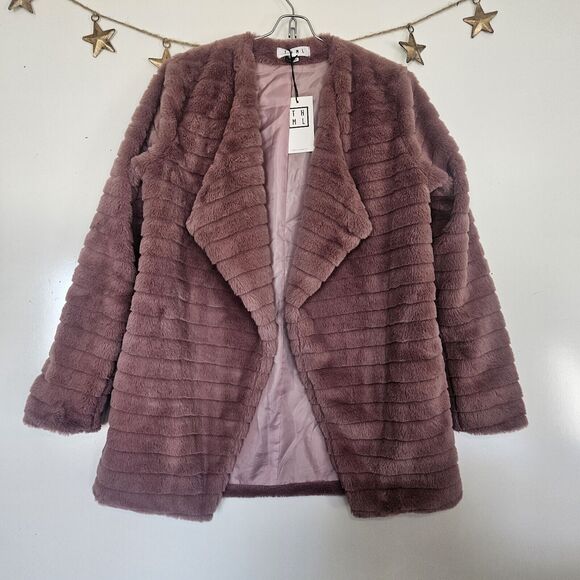 Womens XSmall Faux Fur Fluffy Open Front Draped Coat Teddy Luxury Chic Glam Soft - Picture 1 of 12